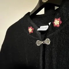 刺繍 バックル カーディガン