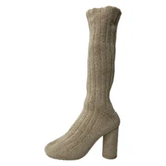 BOTTEGA VENETA(ボッテガヴェネタ) ブーツ 36 レディース - ベージュ ニットブーツ ウール