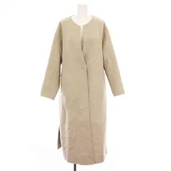 グリーンレーベルリラクシング ユナイテッドアローズ green label relaxing ウール リバー ノーカラーコート ロング アウター 34 ベージュ 3625-137-1857 /YM