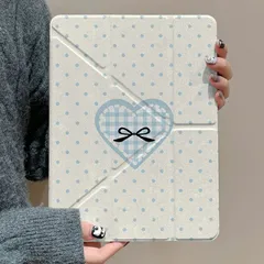 iPad ケース 縦置き 横置きスタンド アイパットケース 女の子 iPad 第10世代 iPad Air ハードケース 変形対策 透明 ハート リボン ドット