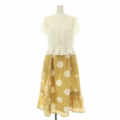 チェスティ Chesty ワンピース フレア ミモレ ロング フレンチスリーブ スクエアネック 切替 ドット 0 白 ベージュ 11A502 /KU