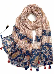 アクセサリー レディース スカーフ 1枚 シンプルプリントスカーフ、軽量で通気性があり、タッセル付き、エレガントでファッショナブルなデザイン、多用途の女性用シルクスカーフ、春夏や屋外/ビーチでのドレスに適しています