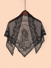 飾品 女士 圍巾 1 件 白色聖母瑪利亞三角巾，透氣頸巾，頭巾