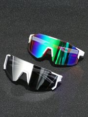 飾品 男士 眼鏡飾品 塑膠製運動 Y2K 裝飾時尚眼鏡 2件組 適合日常穿著、攝影、購物、騎行、滑雪等。街頭風遮陽鏡