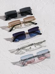 配件 男士 眼鏡配件 套裝 男士 金屬 經典 方形 時尚 眼鏡 5件套，適合熱帶海灘度假、戶外活動。 夏季海灘度假