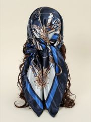 飾品 女士 圍巾 時尚女士 印花 90年代 方巾 附鏈條，適合日常穿著，緞面頭巾 方巾，可用作髮帶、頭帶等