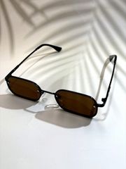 飾品 男士 眼鏡飾品 1個 男士黑色鏡框、琥珀色鏡片復古方形金屬迷你小型鏡框Y2K經典時尚眼鏡，適合日常、拍照、旅行（附眼鏡布）