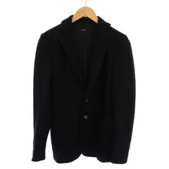 エーケーエム AKM ニット テーラードジャケット 総裏地 シングル 2B ウール S 黒 K039 /BM