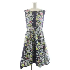 チェスティ Chesty ワンピース ひざ丈 ノースリーブ 花柄 0 紺 ネイビー 0S543 /AN5