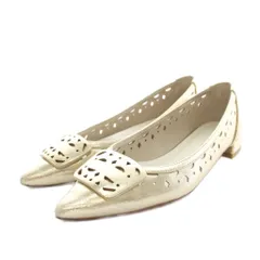 ルタロン Le Talon 25SS グリッターオーナメントパンプス GLITTER ORNAMENT PUMPS ポインテッドトゥ ローヒール レザー 24 ゴールドカラー 27171820 /YT