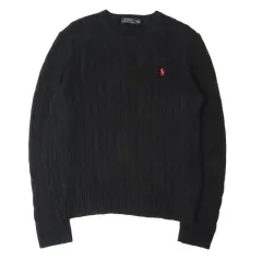 ポロラルフローレン 新モデル ブラック コットン ケーブル ニット