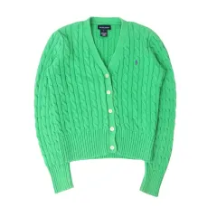 ラルフローレン ライト グリーン コットン ケーブル カーディガン