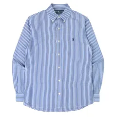 ポロ ラルフローレン ブルー ストライプ コットン シャツ