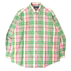 ポロ ラルフローレン グリーン ピンク プレイド チェック クラシックフィット シャツ