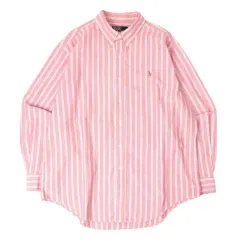 90s ポロ ラルフローレン オックスフォード ライト ピンク ストライプ シャツ