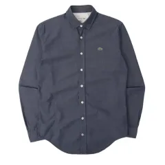ラコステ ネイビー ロゴ コットン シャツ