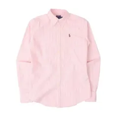 ポロラルフローレン ウィメンズ オックスフォード ライト ピンク ストライプ シャツ