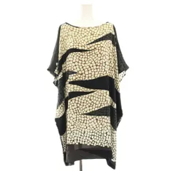 ダイアンフォンファステンバーグ DIANE von FURSTENBERG チュニック ワンピース ミニ 総柄 絹 シルク 半袖 シアー 変形 P 茶 ブラウン 黒 ブラック D5243306O13X /HN