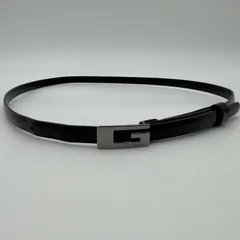 GUCCI グッチ ベルト レザー エナメル ブラック Gロゴ 細め