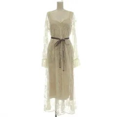 マーキュリーデュオ MERCURYDUO スカラレースギャザーワンピース 総レース シースルー ワンピース ロング 花柄 M 白 ホワイト 001950300901-01 /☆G