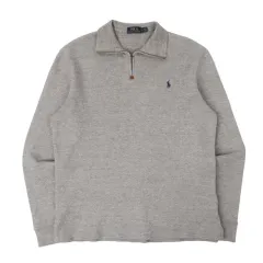 ポロラルフローレン グレー ハーフジップアップ ニット スウェットシャツ