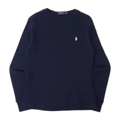 ポロラルフローレン ネイビー ワッフル ロングスリーブ Tシャツ