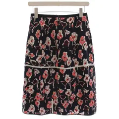 マークジェイコブス MARC JACOBS ひざ丈スカート 絹 シルク 00 黒 ブラック ピンク 白 ホワイト 花柄 W51553187 /AJ