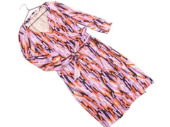 DIANE VON FURSTENBERG ダイアンフォンファステンバーグ 総柄 カシュクール ワンピース size4/紫ｘ黒 ■◇ レディース