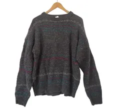 k05260227092　ブランド不明　Mサイズ　グレー×緑×ピンク×紫　　トップス　ニットorセーター　秋冬