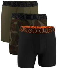 アンダーアーマー メンズ アンダーウェア ボクサーパンツ Under Armour Mens 3Pk Performance Tech 6 Boxer Briefs Black Wsolar Oranのサムネイル