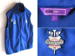 BEAMS GOLF ビームスゴルフ イタリア国旗刺繍 ロゴワッペン ダブルジップ ハイネック ストレッチ ジャージー ゴルフ ベスト L ブルー 青