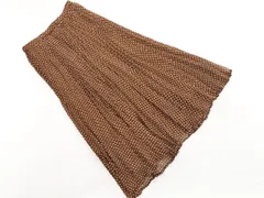 23区 シフォン 総柄 プリーツ スカート size32/茶 ■◇ レディース