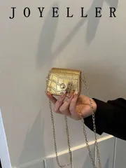 バッグ レディース ショルダーバッグ ミニクロコダイル型押しハンドバッグ、無地チェーンショルダーバッグ