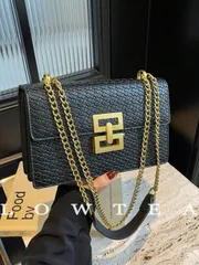 バッグ レディース ショルダーバッグ 1個 レディース 無地 PUレザー ショルダーバッグ、ファッショナブルなキルティング刺繍柄、金属チェーン ストラップ & フラップロック式、ショッピング、デート、学生、初心者、