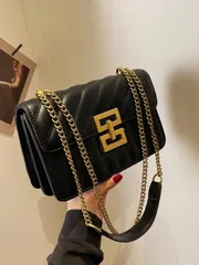 バッグ レディース ショルダーバッグ 1個 無地PUレザーショルダーバッグ、ダイヤモンドチェック柄刺繍 ミニ スクエアバッグ、金属チェーンストラップ ロッキング クラスプ付き、ショッピング、デート、女性へのギフト、