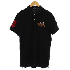 ポロ バイ ラルフローレン Polo by Ralph Lauren CUSTOM FIT 鹿の子ポロシャツ 半袖 ポニー ナンバー刺繍 L ブラック KK-RL-KM0228 /BM