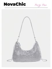 バッグ レディース ドレスバッグ 軽量ビジネスカジュアル ラインストーンデコレーション バケットバッグ ミニ巾着デザイン、クリアバッグ 真珠付きバッグ イブニングバッグ、ディナーバッググラマラス、エレガント、繊細、