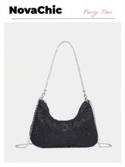 バッグ レディース ドレスバッグ 軽量ビジネスカジュアル ラインストーンデコレーション バケットバッグ ミニ巾着デザイン、クリアバッグ フォークフォークパールバッグ イブニングバッグ、ディナーバッグ グラマラス、エ