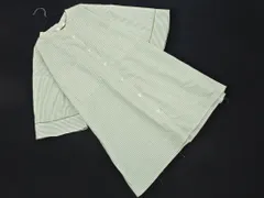 BEAMS HEART ビームスハート ストライプ バンドカラー シャツ 白ｘ緑 ■◇ レディース