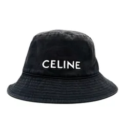 CELINE セリーヌ エンブロイダリー バケットハット 帽子 デニム コットン ブラック 黒 ホワイト 白 刺繍 ロゴ ヴィンテージ加工 日よけ カジュアル ストリート モード ユニセックス 2AUO4968P.38UB