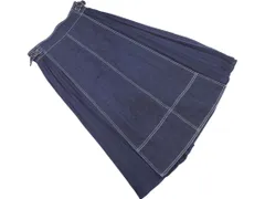 grove グローブ シフォン プリーツ 切替 デニムスカート sizeL/紺 ■◇ レディース