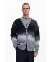デジグアル メンズ アウター ニット・セーター カーディガン ニット Desigual Mens Ombre knit cardigan Gray グレーのサムネイル