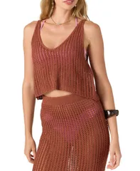 オニール レディース トップス タンクトップ クロップド ONeill Juniors Cropped Crochet Tank Top CoverUp Rustic Brown ブラウンのサムネイル