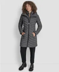 ダナ キャラン ニューヨーク レディース アウター ジャケット・ブルゾン コート DKNY Womens Bibbed Packable Puffer Coat Titanのサムネイル