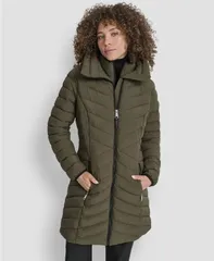 ダナ キャラン ニューヨーク レディース アウター ジャケット・ブルゾン コート DKNY Womens Bibbed Packable Puffer Coat Lodenのサムネイル