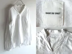 LOOK使用 SAGE DE CRET サージュデクレ コットン ドビー ジャガード Vネック プルオーバーシャツ スモック M ホワイト 白 ネコポス対応のサムネイル