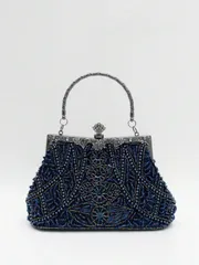 バッグ レディース ドレスバッグ 1個 フローラルトーテム ビーズ、スパンコール、彫刻フラワー、メタルリーフ、ラインストーン装飾 ヴィンテージ1920年代 エレガントラグジュアリーイブニングクラッチバッグ、パーティ