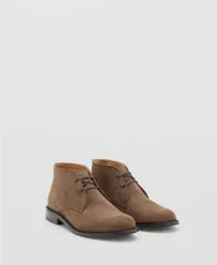 マンゴ メンズ シューズ ブーツ・レインブーツ スエード アンクル レザー MANGO Mensuede Leather Ankle Boots Medium Brown ブラウン