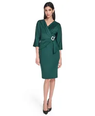 エリザジェイ レディース トップス ワンピース Vネック ドレープ Eliza J Womens VNeck Side Drape Cocktail Dress Hunter