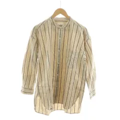 プリット prit カジュアルシャツ 長袖 麻 リネン コットン ベージュ ストライプ柄 バンドカラー /RR